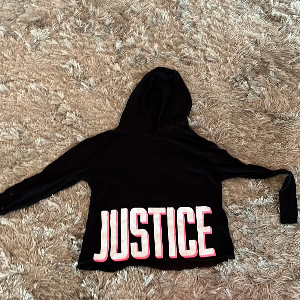 Size 14 Black Long Sleeves Justice Crop Top